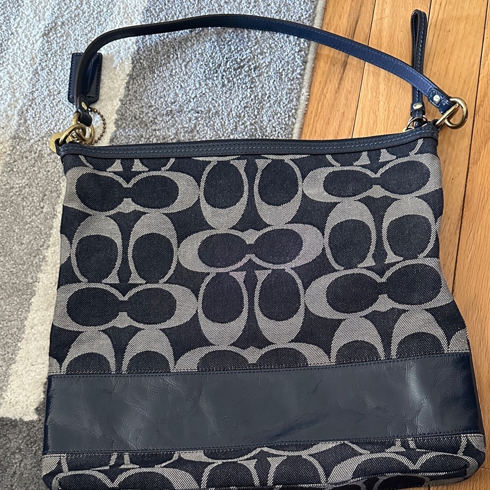 Coach Navy and Charcoal Shoulder Bag